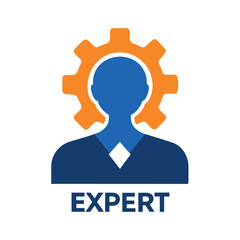 Silhouette of Man Wearing Suit with Gear Behind Head, Expertise Concept Design