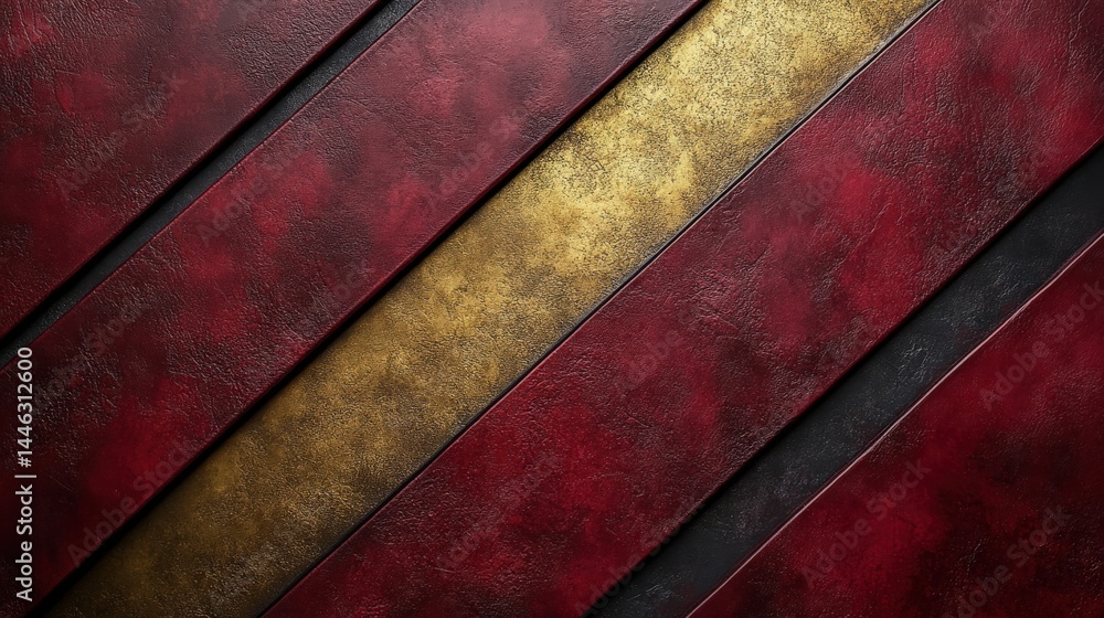 Poster abstract layered geometric pattern with textures of red and gold