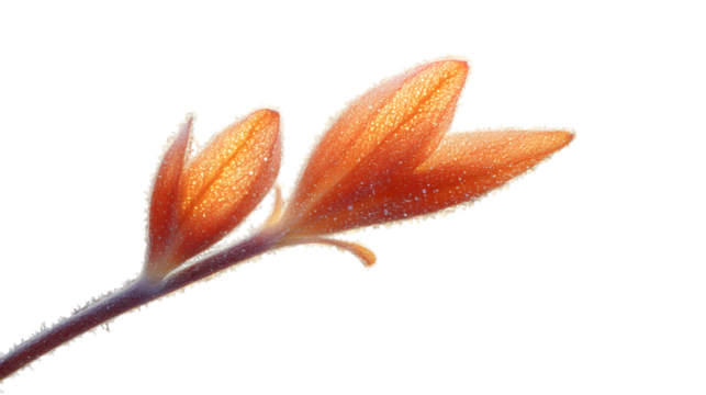 Frosty Orange Flower Petals on a Black Background CloseUp Botanical Photography Winter Flora