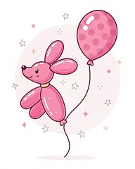 Outline vector illustration of pink balloon
