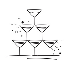 Champagne glass tower. Vector