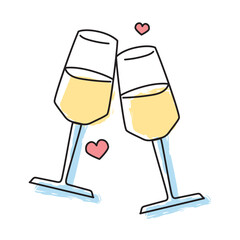 Clinking wine glasses. Vector