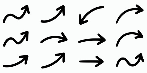 Hand drawn arrow collection on white background