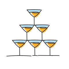 Champagne glass tower. Vector
