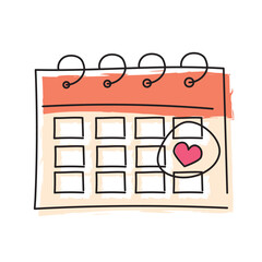 Marked love calendar. Vector