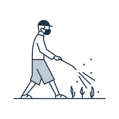 Icon of farmer spraying the fertilizer, vector