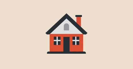 A traditional European rural cottage house flat as depicted in an illustration