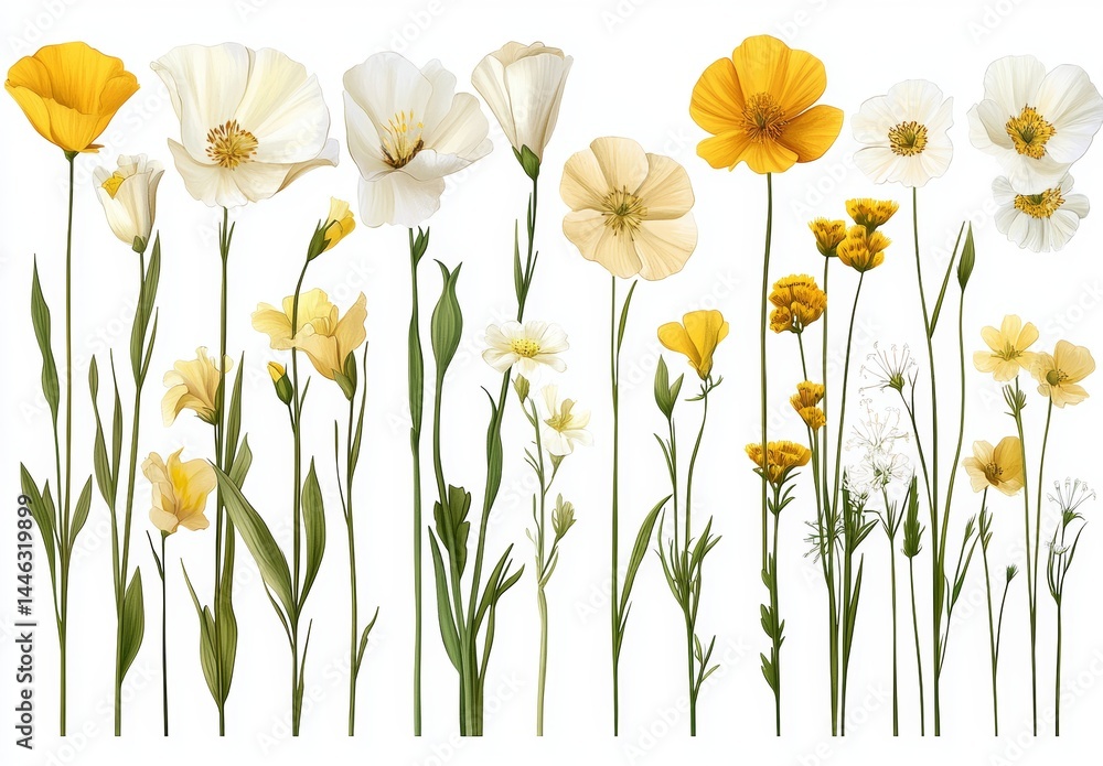 Poster elegant and delicate hand-drawn elements in a botanical style are combined with modern illustrations