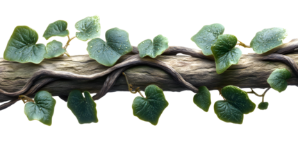 Ivy leaves growing on a wooden log nature background lush greenery plant texture natural de