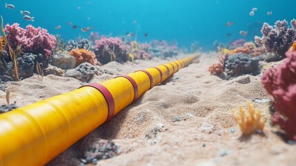 Internet connectivity is being disrupted due to a damaged submarine cable on the seabed, as shown in a 3D galvanic illustration