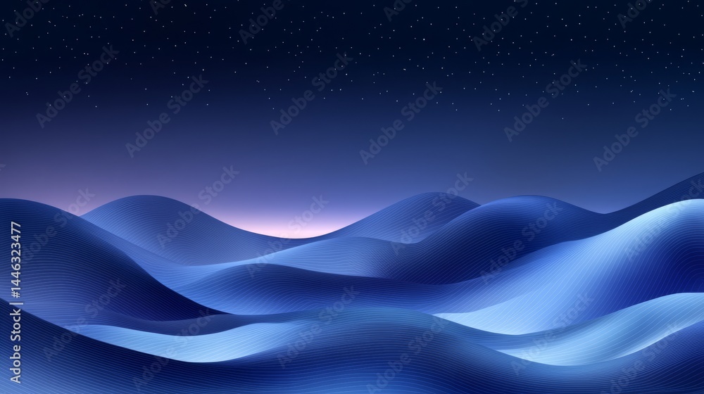 Poster glowing lines and patterns set against a futuristic blue digital background create an otherworldly a