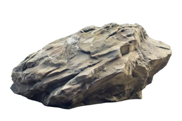 Large grey rock formation isolated on detailed texture natural stone on transparent background hard