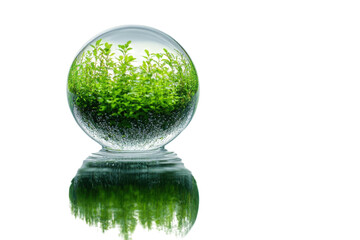 Lush greenery thrives inside a glass sphere reflecting serenity and nature s resilience in a