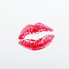 Red lipstick kiss mark on white background