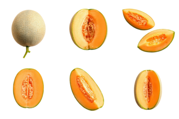 Centered cantaloupe with rustic netted texture detail