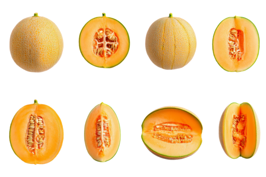 Side cantaloupe highlighting golden lattice pattern