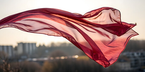 Bold and striking! This red flag stands out against the black backdrop, creating a powerful visual impact. #Sky #Outdoor #Flag