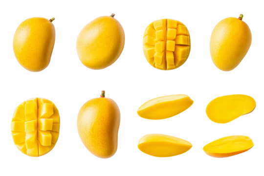 Front-view mango with golden gradient, no background