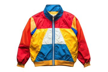Vibrant Retro Color Block Jacket 80s Style Bold Multicolor Design Stylish Vintage Apparel