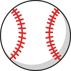 Baseball ball illustration with red stitching for sports and leisure graphic design elements