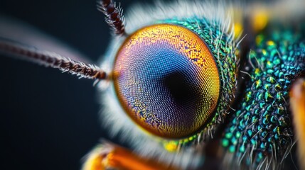 Close-up vibrant insect eye