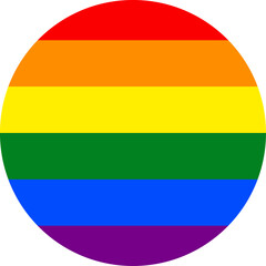 Minimalist circular Pride flag in transparent PNG format. Round rainbow flag. Vector illustration