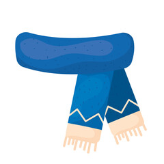 Blue knitted winter scarf. Vector