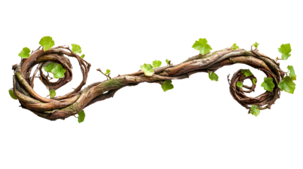 Twisted Vine Branches with Fresh Green Leaves Ideal for Nature and Botanical Designs