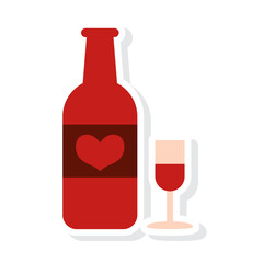 Romantic wine bottle. Vector