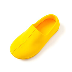 A yellow slipper on white background.