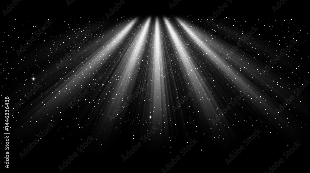 Poster a dark background is slowly being consumed by shadows as faint beams of light drift across it, an im