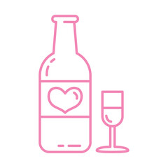 Romantic wine bottle. Vector