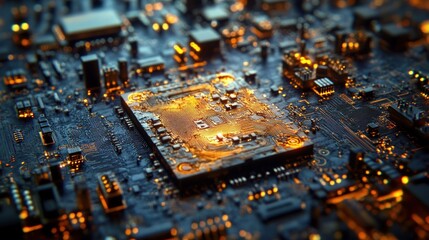 Obraz premium Close-up of a glowing circuit board