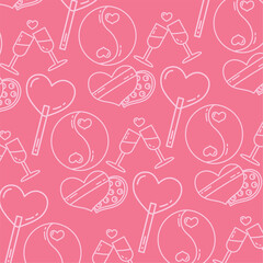 Romantic glasses and hearts. Vector
