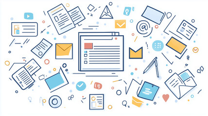 A Set of Minimalistic Line Icons Depicting Document Tasks like Writing, Editing, and Sharing in a Sleek Modern Style (6)