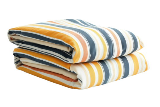 Soft striped blankets cozy home textiles yellow navy beige summery feel folded neatly bright colors
