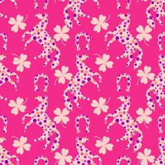 Christmas animals seamless horse pattern for wrapping paper and fabrics