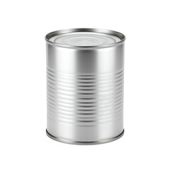 Empty metal can for food storage or packaging.