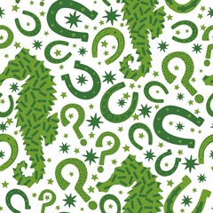 Fototapeta premium Christmas animals seamless horse pattern for wrapping paper and fabrics