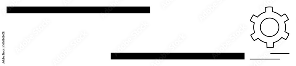 Poster horizontal black lines and a gear symbol suggest concepts of process, functionality, and structure. 