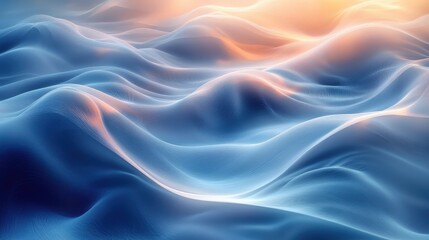Obraz premium Serene Blue Undulating Formations with Peach Tinted Highlights Abstract Artwork