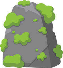 Fototapeta premium Moss covered rock with green patches natural stone vector illustration isolated on white background 