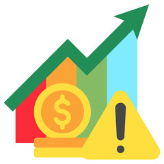Inflation Rate mini illustration flat color icon, use for trade wars, economy, business, finance, economic competition, UI, UX kit, app and web development, digital or print.