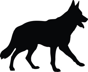 German Shepherd Walking Side View Silhouette Illustration Vector