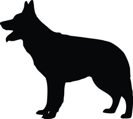 German Shepherd Standing with tongue out Silhouette Illustration Vector