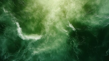 A swirling, vibrant, abstract display of  green and white water textures.  Detailed patterns of  turbulence and  foam, creating a dynamic, natural scene