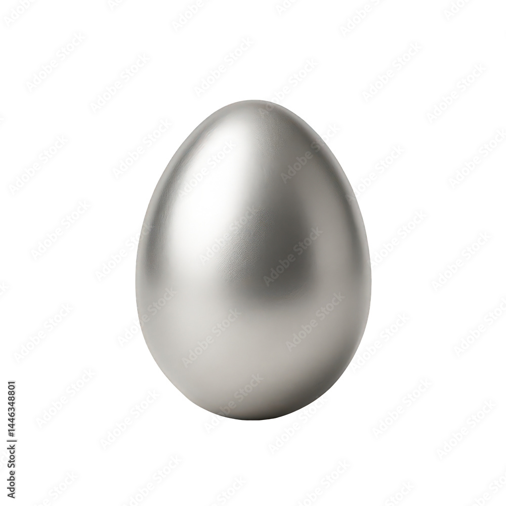 Poster the unique form of a single metallic silver egg is showcased, emphasizing its sleek lines and reflec