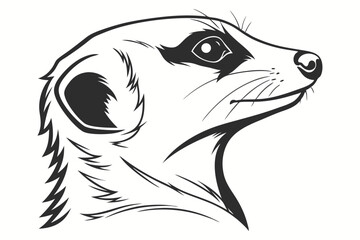 Meerkat head Profile Illustration. Wild animal outline, animal, fauna, isolated art