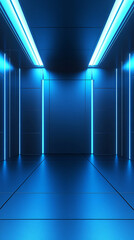 Fototapeta premium Futuristic Neon Corridor with Sci-Fi Interior Design Elements and Striking Visuals
