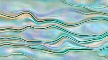 Intricate, flowing, iridescent patterns of an abalone shell.